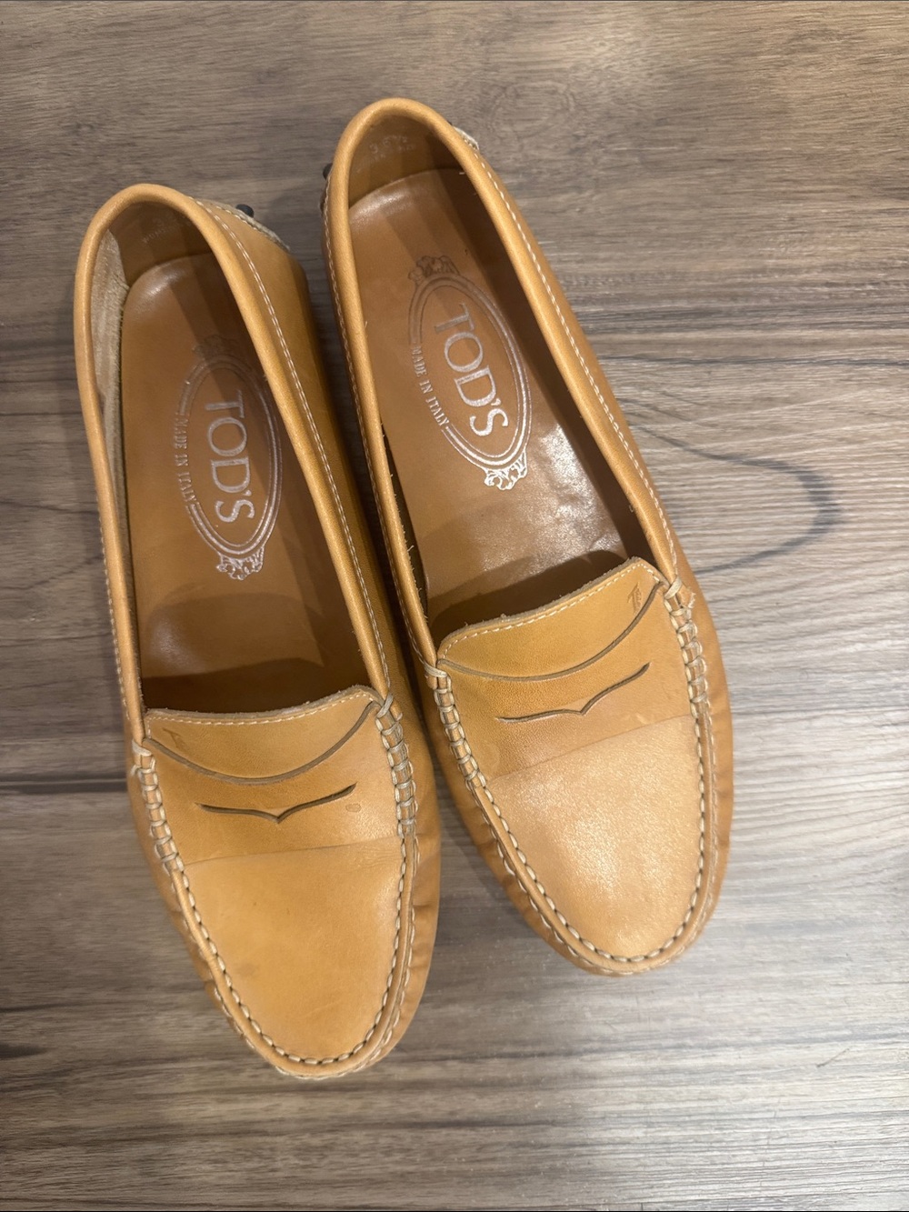 TOD'S Cognac Leather Penny Loafers